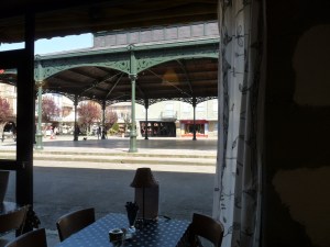 A welcome moment of calm, gazing out of the window over a cup of Earl Grey at The Mad Hatter, Mirepoix.