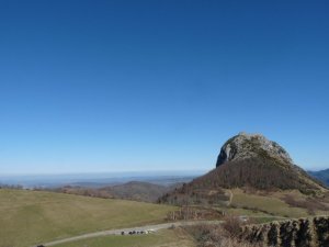 The walk begins.  That's Montségur you can see.