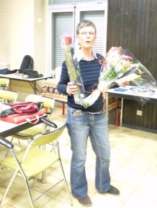 A bouquet, a rose.  No wonder I look so surprised.
