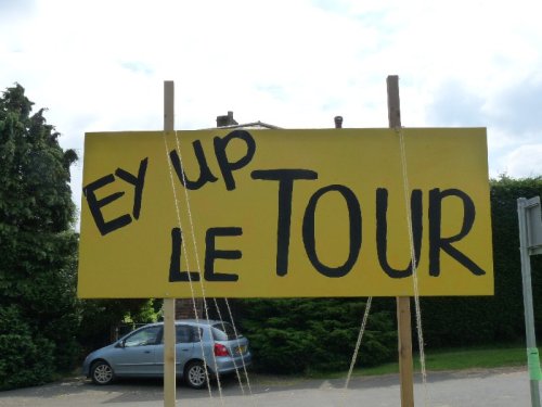 North Lees, the hamlet after North Stainley, welcomes the Tour.