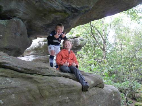 Alex and Ben take a pause at Brimham Rocks