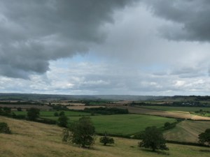 Look carefully.  You'll see rain falling in the plain  below.  But not on us.