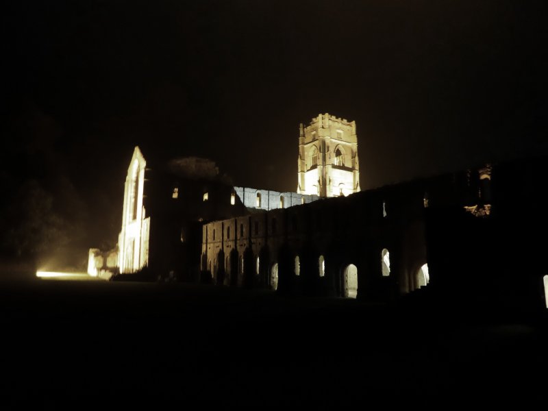 Fountains Abbey by night,