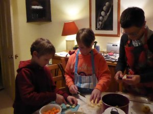 Spud and carrrot peeling.