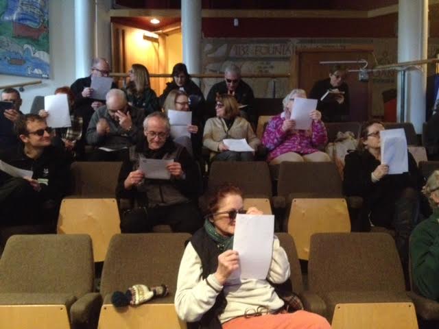 Struggling to overcome the visual impairment of special glasses mimicking various forms of visual impairment. (Photo courtesy of Emma Manners) 