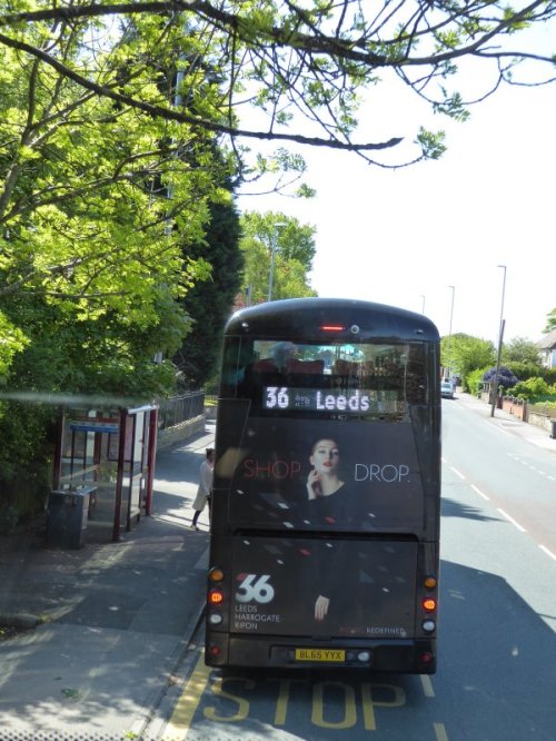 The back end of a bus.