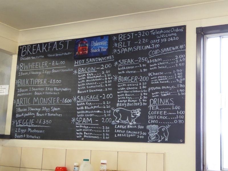 The unchanging menu at the greasy spoon.