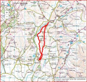 Here's our route, as shown on the OS map.