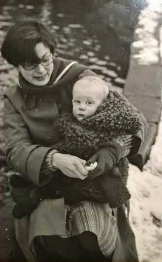 Thomas is no longer newborn here. All those colour photos got so faded. But here he is in his splendid woolly bear coat that I crocheted for him- all by myself